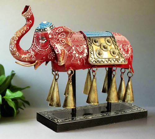 Artisan-Crafted Elephant Showpiece with 10 Melodious Hanging Bells - Style It by Hanika