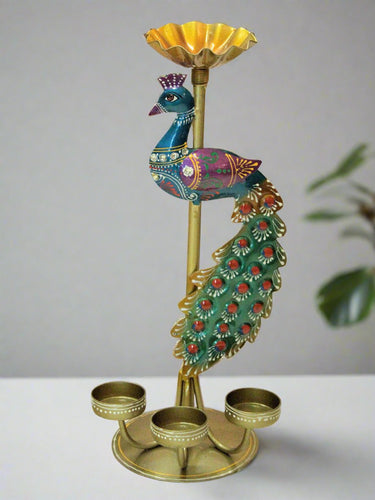 Artisan-Crafted Peacock Tealight Holder: Graceful Illumination for Your Space - Style It by Hanika