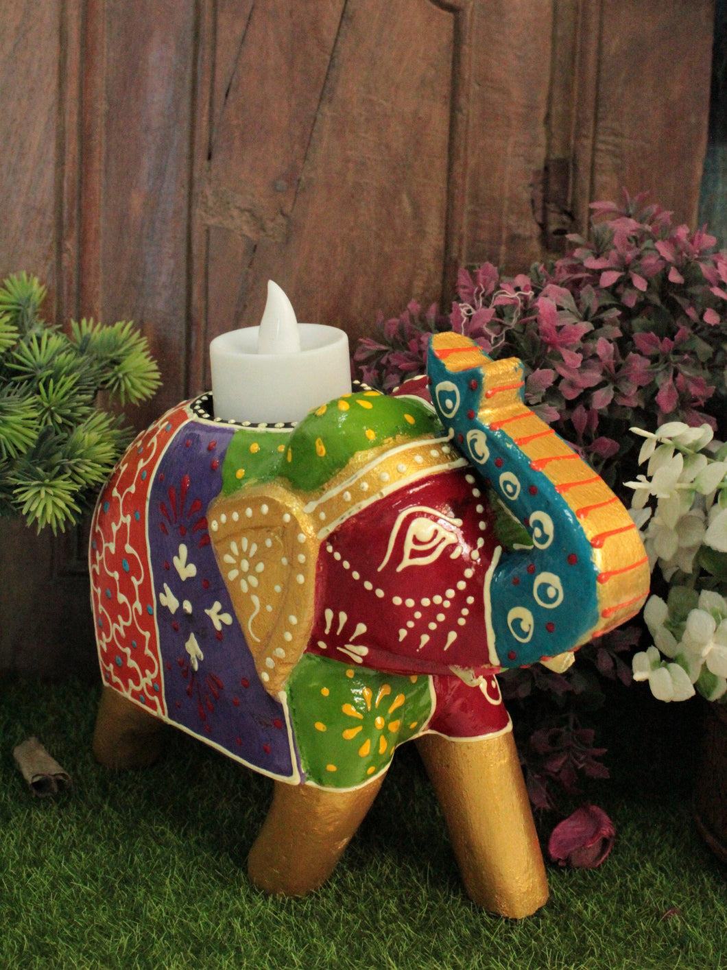 Beautiful Handcrafted Wooden Elephant Tealight - Style It by Hanika