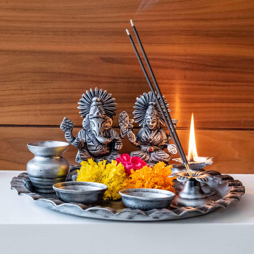 Beautiful Light weight Silver Finish Pooja Thali - Style It by Hanika