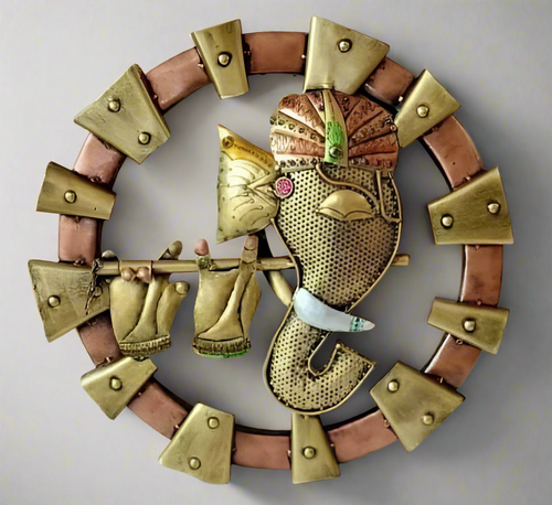Beautiful Lord Ganesh Playing Flute Wall Round Frame with LED - Style It by Hanika