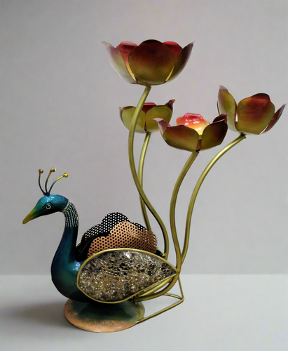 Beautiful Peacock Tealight / Candle Holder For Table Decor Size 48 x 32 x 48 cm - Style It by Hanika
