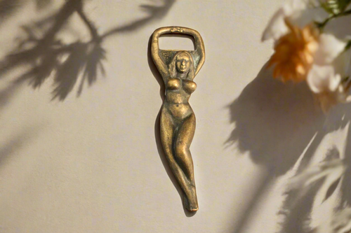 Beautiful Vintage Brass Bottle Opener - female figure Bar tool women opener - Style It by Hanika