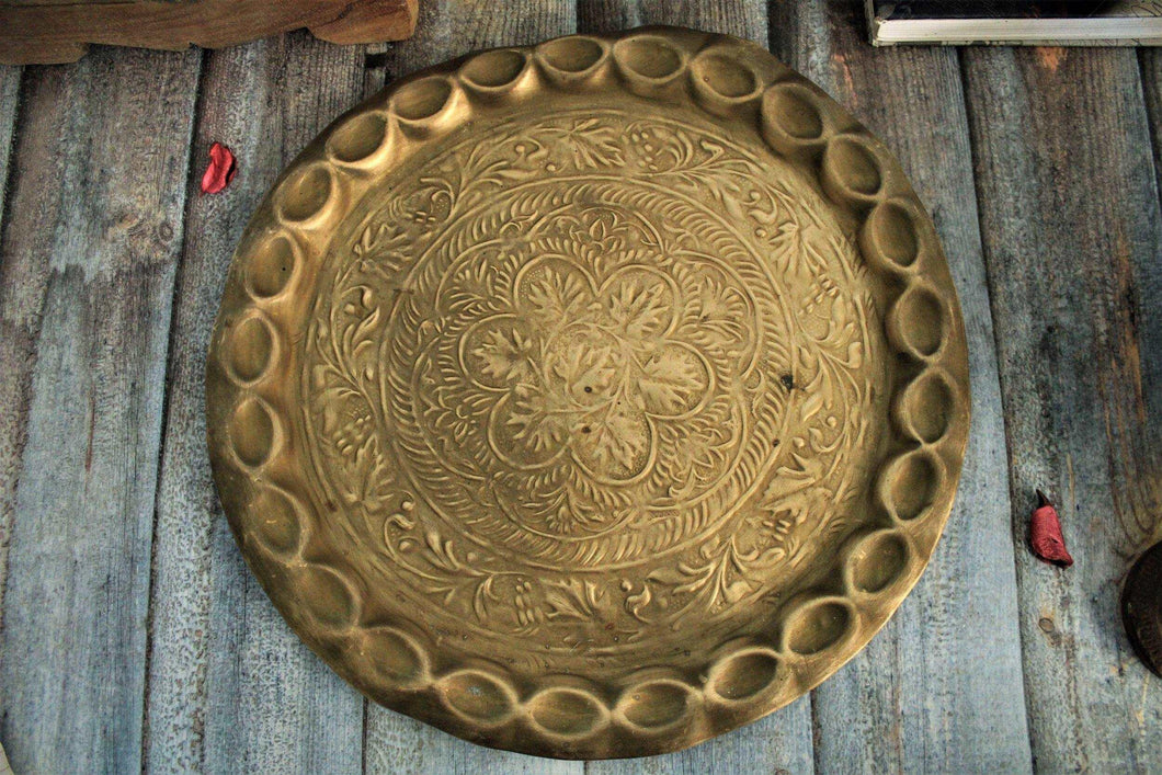 Beautiful Vintage Brass Engraved Plate (Length - 14.2