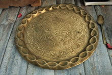 Load image into Gallery viewer, Beautiful Vintage Brass Engraved Plate (Length - 14.2&quot; ) - Style It by Hanika
