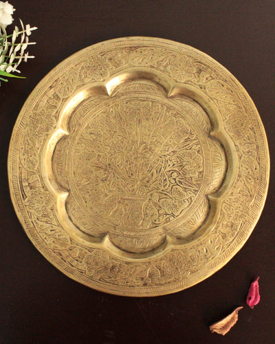 Beautiful Vintage Brass Engraved Plate - Style It by Hanika