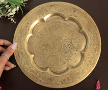 Load image into Gallery viewer, Beautiful Vintage Brass Engraved Plate - Style It by Hanika
