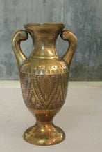 Load image into Gallery viewer, Beautiful Vintage Brass Flower Vase stand exquisitely engraved with Different intricate designs on both sides - Style It by Hanika
