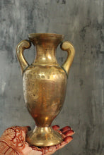 Load image into Gallery viewer, Beautiful Vintage Brass Flower Vase stand exquisitely engraved with Different intricate designs on both sides - Style It by Hanika
