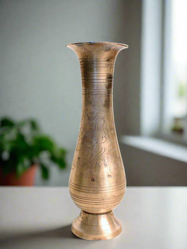 Beautiful Vintage Brass Hand Carved Vase - Style It by Hanika