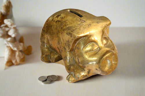Beautiful Vintage Brass Piggy Bank - Style It by Hanika