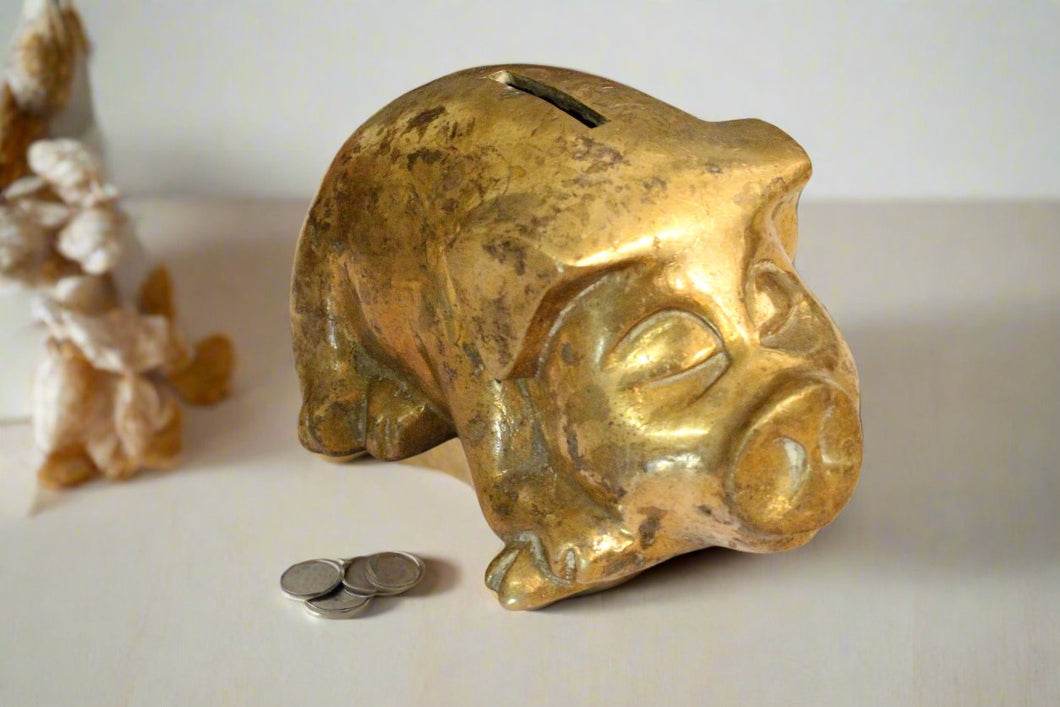 Beautiful Vintage Brass Piggy Bank - Style It by Hanika