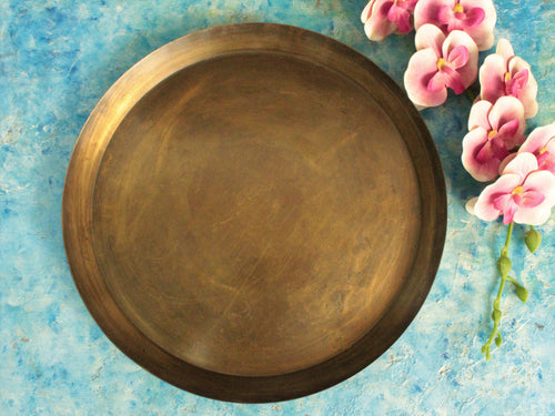 Beautiful Vintage Brass Thali Size 34 x 34 x 2.5 cm - Style It by Hanika