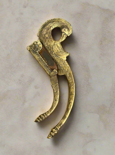 Beautiful Vintage Old Brass Fine Quality Engraved Peacock Shape Betel Nut Cutter / Sarota (Length - 18.5