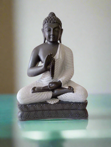 Buddha Statue | Meditating Buddha Statue with Mala Beads | Spiritual Home Decor | Yoga Studio Art - Style It by Hanika