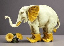 Load image into Gallery viewer, Charming Poly Resin White Elephant with Shoes - Style It by Hanika
