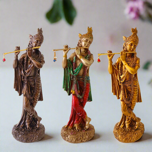 Divine Cold Cast Krishna Flute Statue | Handcrafted Religious Figurine | Spiritual Home Decor Gift | Hindu Deity Statue - Style It by Hanika