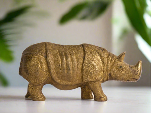 Elegant Vintage Brass Rhinoceros Showpiece - A Timeless Decor Accent - Style It by Hanika