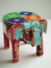 Load image into Gallery viewer, Elly Wooden Stool Emboss Painted (Multicolored) Size 25.4 x 20.3 x 20.3 cm
