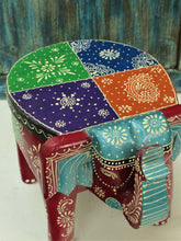 Load image into Gallery viewer, Elly Wooden Stool Emboss Painted (Multicolored) Size 25.4 x 20.3 x 20.3 cm - Style It by Hanika
