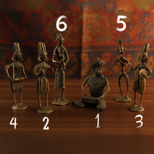 Load image into Gallery viewer, Vintage Dhokra Brass Tribal Musician Figurines -Sold Individually
