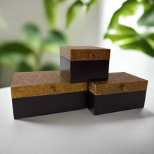 Load image into Gallery viewer, Brass Embossed Wooden Jewelry Boxes | Handcrafted Keepsake Storage | Decorative Trinket Chests | Unique Gift Set| Multiple Sizes Available
