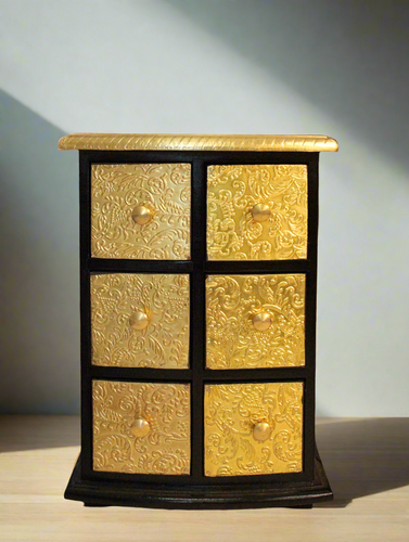 Exquisite Handcrafted 6-Drawer Box with Brass Fittings - Style It by Hanika