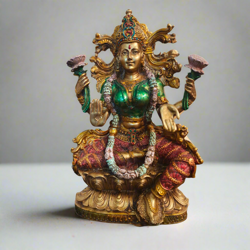 Graceful Prosperity: Poly Resin Sitting Lakshmi Statue - Style It by Hanika