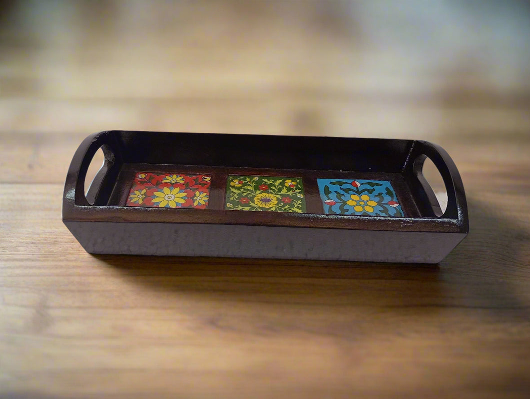 Hand-Painted Wooden Serving Tray | Moroccan Tile Decor | Rustic Farmhouse Tray | Unique Hostess Gift | Kitchen & Dining Decor - Style It by Hanika