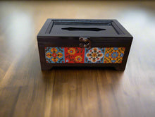 Load image into Gallery viewer, Hand-Painted Wooden Tissue Box Cover | Moroccan Tile Design Napkin Holder | Bohemian Home Decor | Unique Gift - Style It by Hanika
