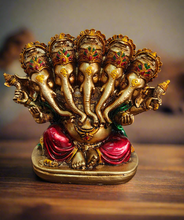 Load image into Gallery viewer, Handcrafted 5-Face Ganesha Idol | Multicolor Poly Resin Statue | Tribal Artisan Made from Rajasthan | Hindu Home Decor - Style It by Hanika
