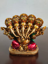 Load image into Gallery viewer, Handcrafted 5-Face Ganesha Idol | Multicolor Poly Resin Statue | Tribal Artisan Made from Rajasthan | Hindu Home Decor - Style It by Hanika
