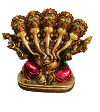 Load image into Gallery viewer, Handcrafted 5-Face Ganesha Idol | Multicolor Poly Resin Statue | Tribal Artisan Made from Rajasthan | Hindu Home Decor - Style It by Hanika
