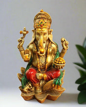 Load image into Gallery viewer, Handcrafted Poly Resin Kamal Ganesh Sitting Multi Color Sculpture - Style It by Hanika
