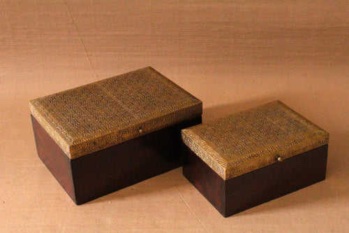 Handcrafted Wooden Box Set with Brass Fittings: Elegance and Versatility in Two Sizes - Style It by Hanika