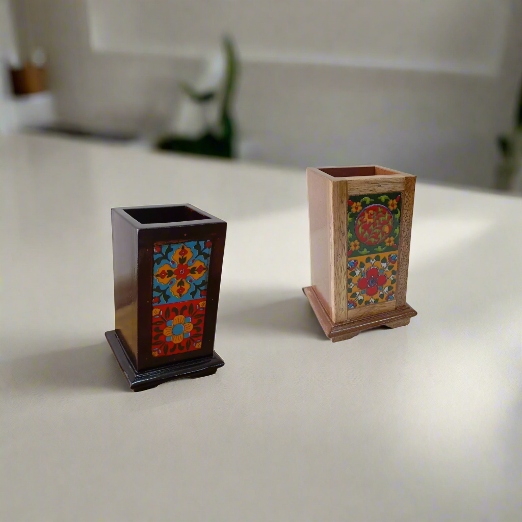 Handcrafted Wooden Pen Holder for Desk - Style It by Hanika