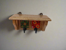 Load image into Gallery viewer, Handmade Wood &amp; Ceramic Tile Hooks | Unique Wall Hangers for Coats, Bags, Keys | Bohemian Farmhouse Decor Set of 4 - Style It by Hanika
