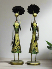 Load image into Gallery viewer, Iron Handcrafted Umbrella Lady - Home &amp; Office Decor Set of 2 Pieces Size 10.2 x 10.2 x 44.5 cm
