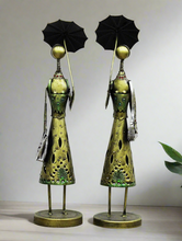 Load image into Gallery viewer, Iron Handcrafted Umbrella Lady - Home &amp; Office Decor Set of 2 Pieces Size 10.2 x 10.2 x 44.5 cm - Style It by Hanika

