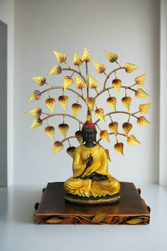 Meditating Buddha Under Tree, Unique Metal Decor - Style It by Hanika