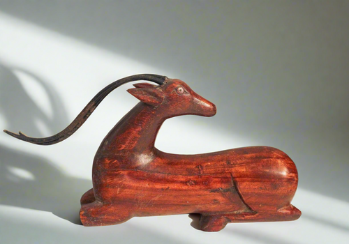 Metal and Wood Handcrafted Deer Figurine - Style It by Hanika