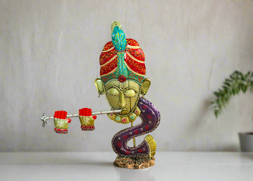 Metal Handcrafted Lord Krishna Table Decor - Style It by Hanika