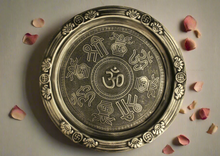 Load image into Gallery viewer, &#39;OM&#39; embossed art plate Pooja Thali - Style It by Hanika
