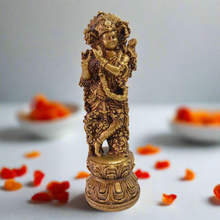 Load image into Gallery viewer, Resin Radha Krishna Statue Set | Gold Finish Murti | Hindu God Idols | Divine Couple Figurine | Housewarming Gift | Indian Decor - Style It by Hanika
