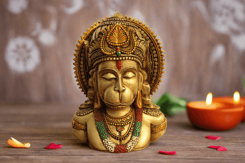 Sacred Vigilance: Poly Resin Antique Multi-Color Hanuman Ji Bust - Style It by Hanika