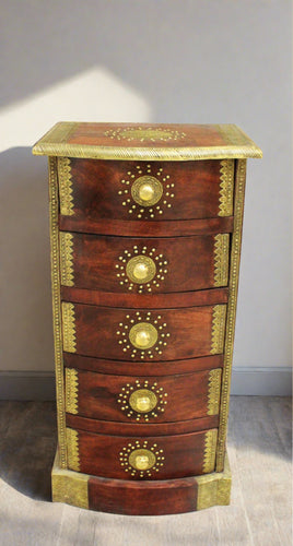Timeless Elegance: 5-Drawer Chest with Heavy Brass Fittings - Style It by Hanika