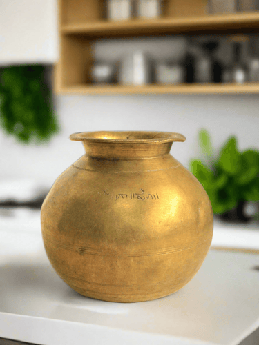 Vintage Beautifully Carved Brass Pot - Style It by Hanika