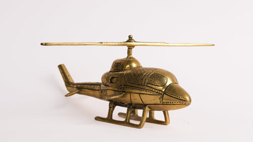 Vintage Brass Helicopter Showpiece: A Nostalgic Decor Accent - Style It by Hanika