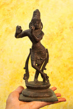 Load image into Gallery viewer, Vintage Brass Murti God Of Love Krishna Size 10.5 x 8.5 x 25 - Style It by Hanika
