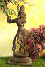 Load image into Gallery viewer, Vintage Brass Murti God Of Love Krishna Size 10.5 x 8.5 x 25 - Style It by Hanika
